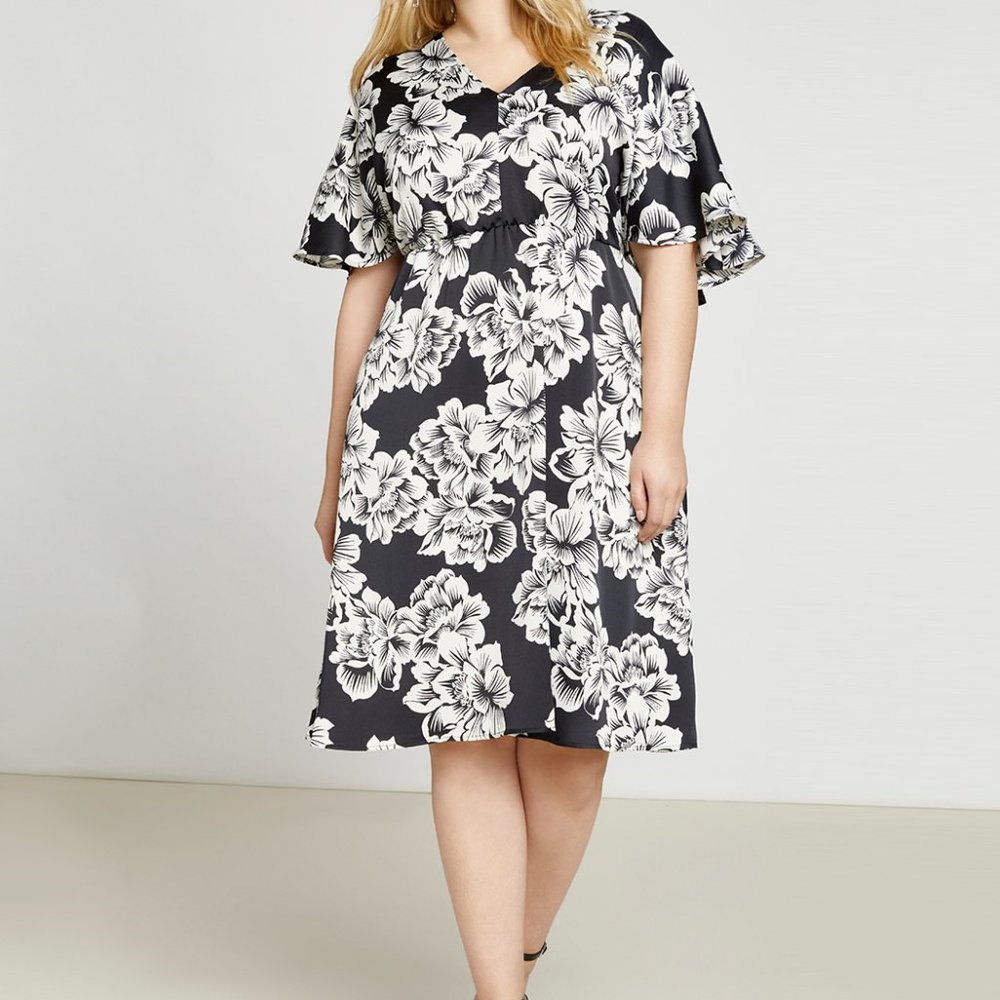 Eloquii Cape Sleeve Midi Dress